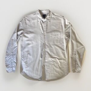 J Crew Flex Oxford Shirt Mens Large Button Down Cotton Gray Long Sleeves Casual